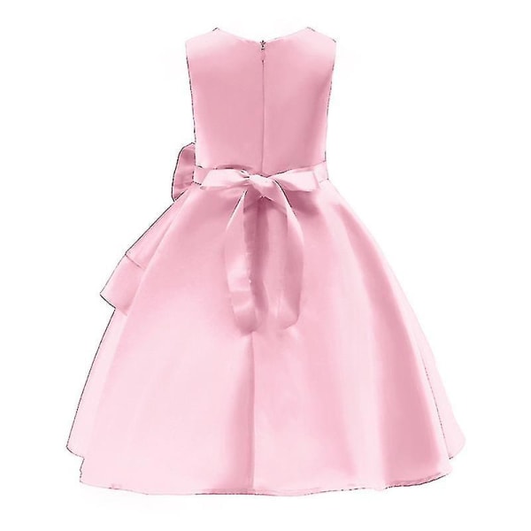 Flickor Swing Dress Bröllop Blomma Barn Kvällsfest Elegant Princess Gown-r W Pink 4-5 Years