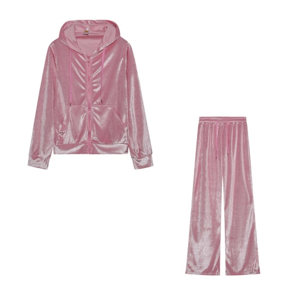 Sammet Juicy Träningsoverall Couture Träningsoverall tvådelad set y Pink M