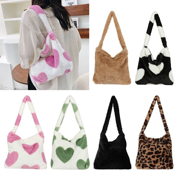 Fluffig axelväska Shoppingväska Z X leopard