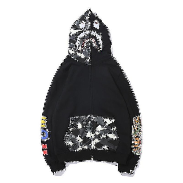 Luvtröja för herr Camo Loose Zipper Jacka Sweatershirt För Herr Pojke H Speckled Pocket M