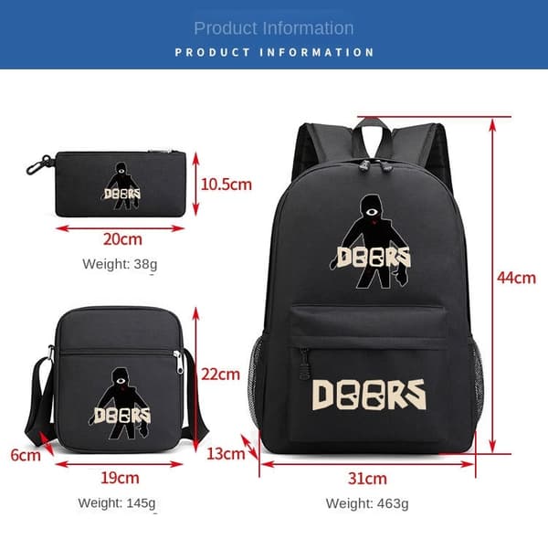 Døre roblox tredelt rygsæk Lightning Black ~ 4 tredelt -1