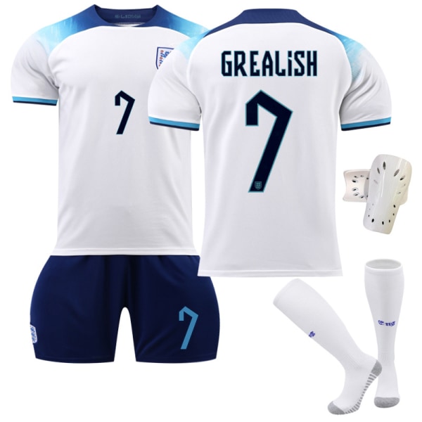 22 23 England Hjemmefotballtrøye Fotballskjorte for barn nummer 7 Grealish V xl
