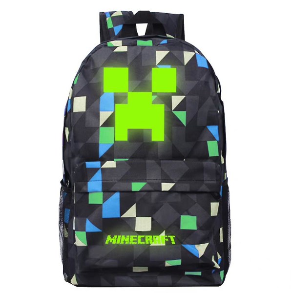 Minecraft Kids -koululaukkureppu, jossa on suuri kapasiteetti. Blue Green