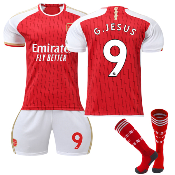 2023-2024 Arsenal Home Kids Fotballdrakt med No.9 Jesus Socks 26