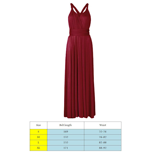 Dambandage Multi Way Wrap Convertible Maxiklänning Brudtärna Z Wine Red XL
