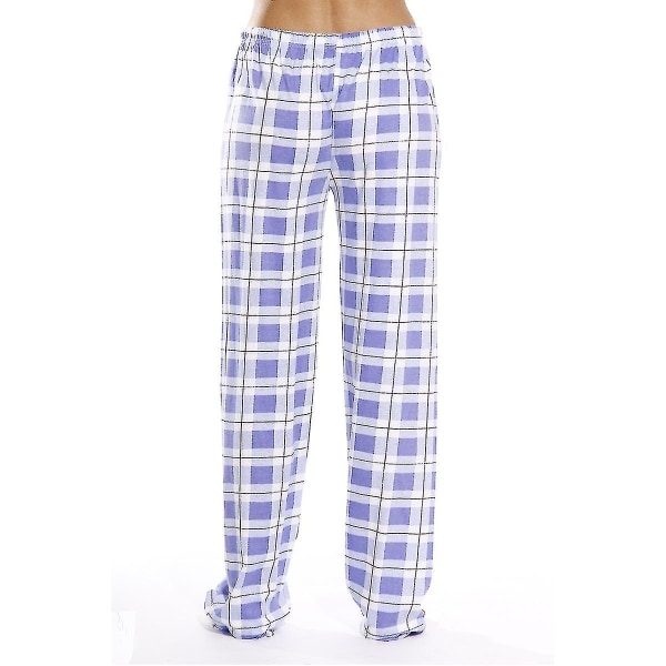 Pyjamasbyxor för kvinnor med fickor, mjuka flanellrutiga pyjamasbyxor för kvinnor purple S