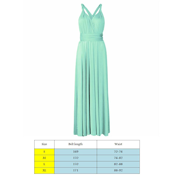 Kvinders Bandage Multi Way Wrap Convertible Maxikjole Brudepige Z mint green S