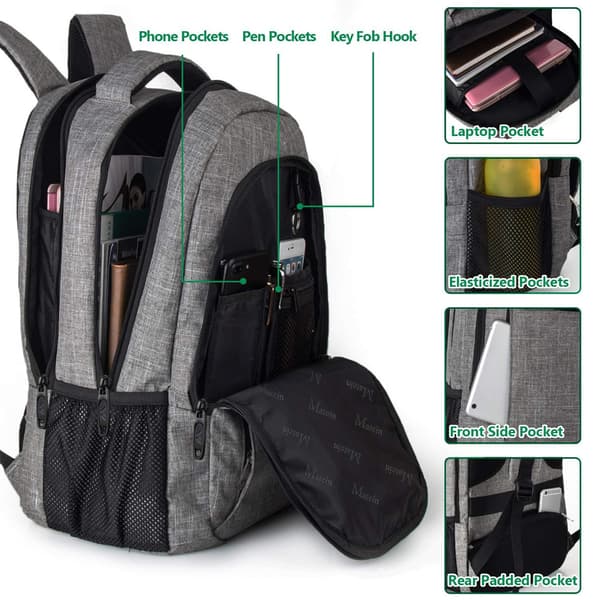 Överdimensionerad ryggsäck med laptopfack passar 18" noteb -1 grey
