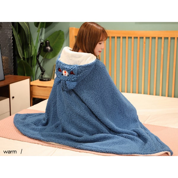 Bärbar huvfilt för vuxna, mjuk varm luvtröja i fleece yz Blue