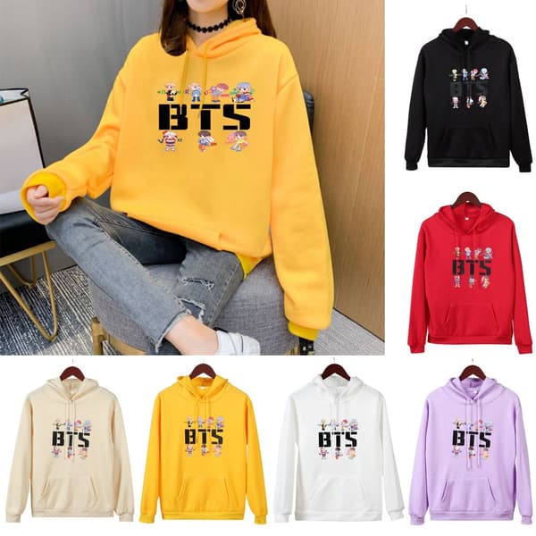 BTS Hoodies Efterårstrøjer lilla purple M