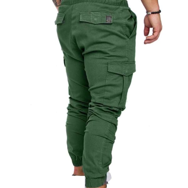 Herr Pocket Byxor Casual Elastisk String ode långbyxor - Green M