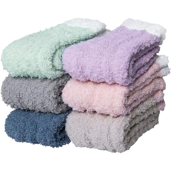 6 par Damstrumpor Vinter Varm Mjuk Mysig Fluffig Mikrofiberhus Sovtofflorstrumpor Julklappar wz