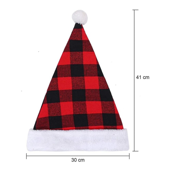 3-pakkaus Joulupukin hattu Ruudullinen Joulupukkihattu Pehmohattu joulupukujuhliin ja juhlatapahtumiin (mustavalkoinen ruudukko)