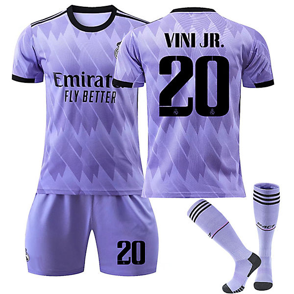 Real adrid CF 22-23 Udebanetrøje VINI JR. nr. 20 Fodboldtrøjesæt C M