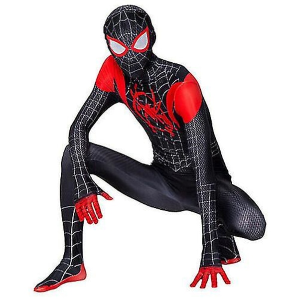 Spider Man Into The Superhero Kostume Børn Miles Morales Cosplay Voksen V / black 140cm