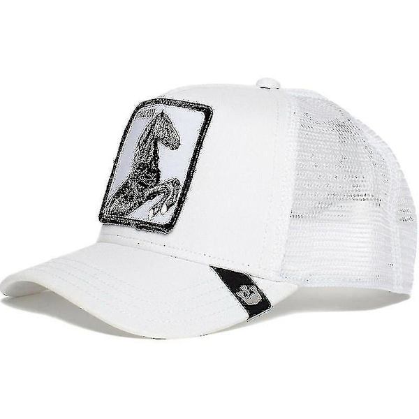 Vuxen Black Panther Mesh Cap Sommar Baseball Cap Trucker Cap W Horse - White