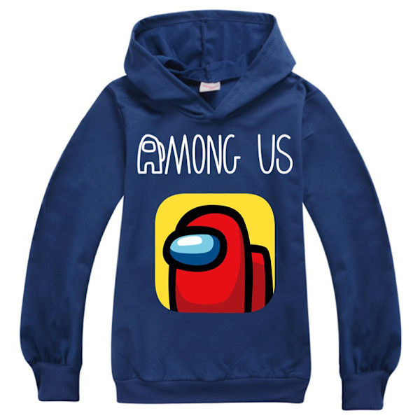 Among us tecknade spel print pojke Tröja barn Casual hoodies Z X navy bule 130cm