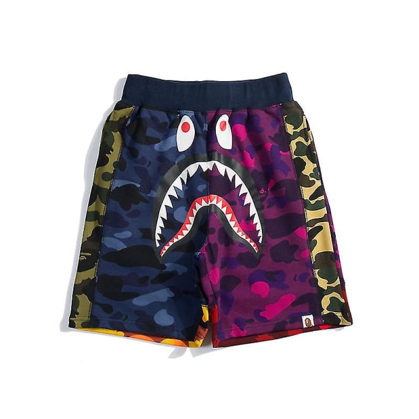 Bape-haj huvudshorts för män Y . blue and purple L(170-175CM)