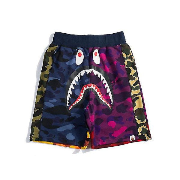 Bape shark head shorts til mænd Y H blue and purple L(170-175CM)