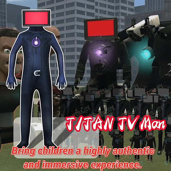 Skibidi Toalett TV Man Jumpsuit Cosplay Halloween-asu lapsille Camera Man Camera Man Adults 170