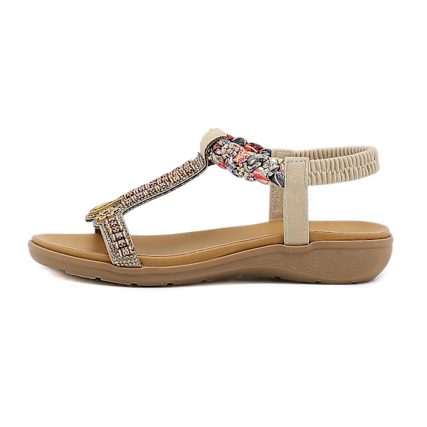 Sommar nya damsandaler Elastiskt band Lätt och bekväm sandaler Z Apricot EU 41