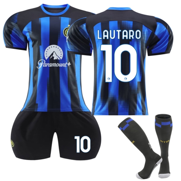 2023-2024 Internazionale Milano Hemma fotbollströja för barn nr 10 Lautaro y 28