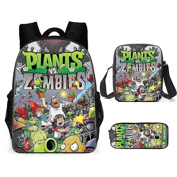 Plants Vs. Zombies 3-pack set barnryggsäckar spel periferi flickor pojkar ryggsäck skolväskor tecknad film dagis ryggsäck present 9