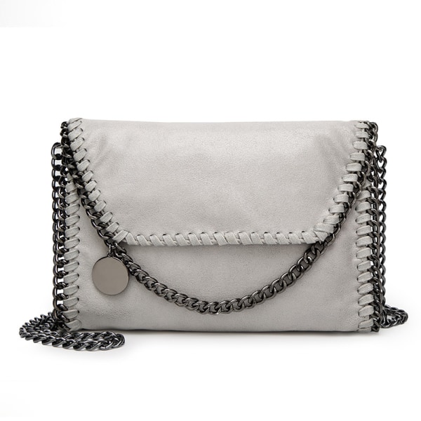 Chain Pouch Bag Clutch Veske Skulder Håndveske lys grå