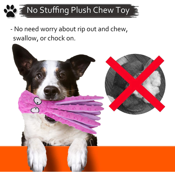 Beeping Dog Interactive Toy, Ikke-utstoppet Octopus Dog Chew Toy W Blå