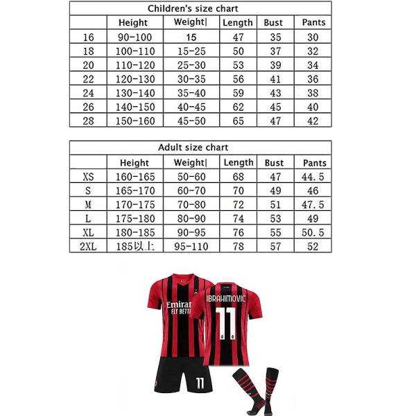 2122 Ac Milan No. 11 Ibrahimovic Set Z Z xl