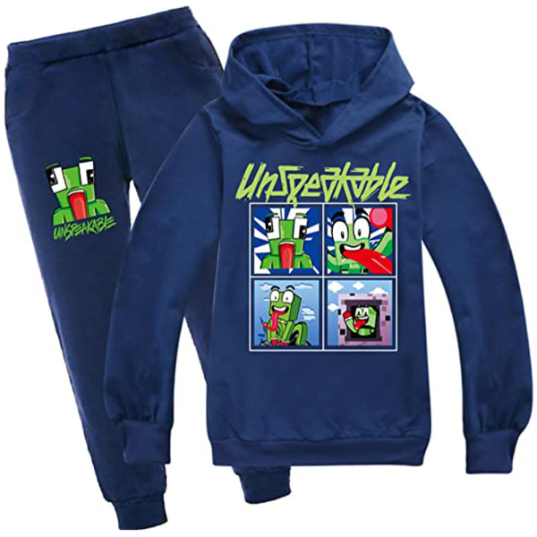 2 stk INSANE Kids Hættetrøje Sweatshirt Bukser Træningsdragt Outfit Z dark blue 120cm