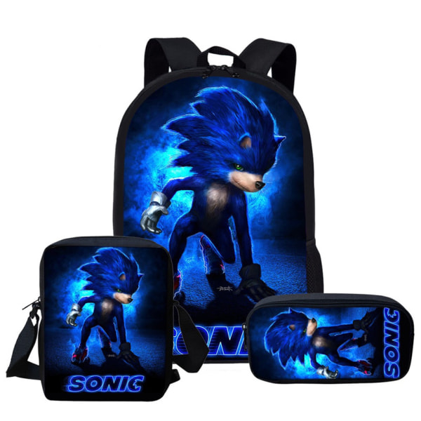 Ny Sonic barns skolväska animerad 3d- printed ryggsäck Sonic barns ryggsäck i tre set -1 #18