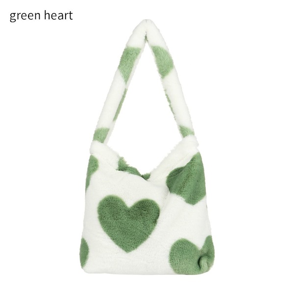 Fluffig axelväska Shoppingväska Z X green heart