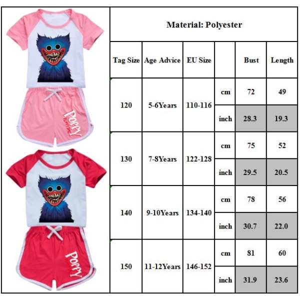 Poppy Playtime Girls Qutfit kortärmad T-shirt & shorts Set k Purple 130cm