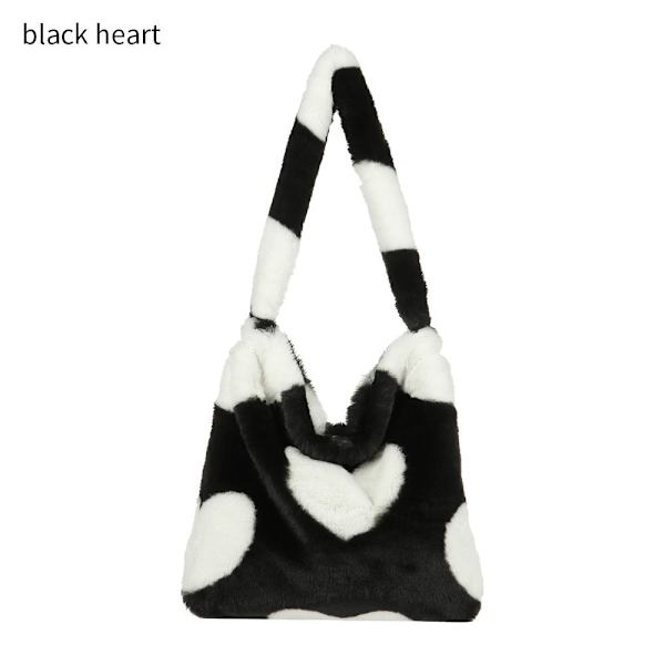 Fluffig axelväska Shoppingväska Z X black heart