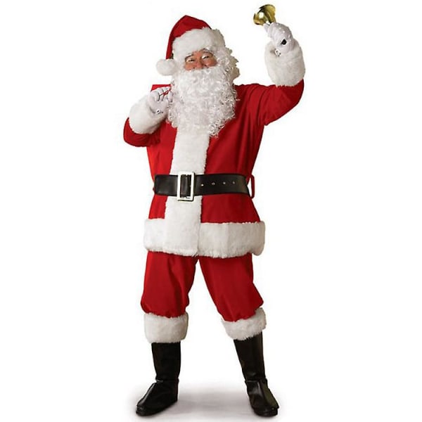 Jultomtekostymer Set Vuxen Santa Cosplay kostym med skägghatt W