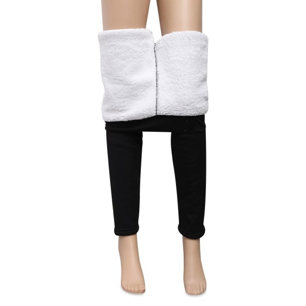 Fleece-forede Leggings Vinter Leggings SVART y Black XL