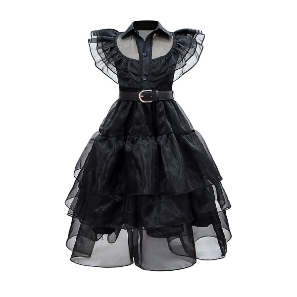 Onsdag Addams kjole for jenter Carnival Party Cosplay kostyme / 160cm