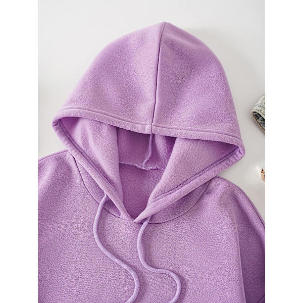 HAUFR naisten kirjekuvioinen pitkähihainen kiristysnyörillinen huppari Z X Purple Butterfly X-Large