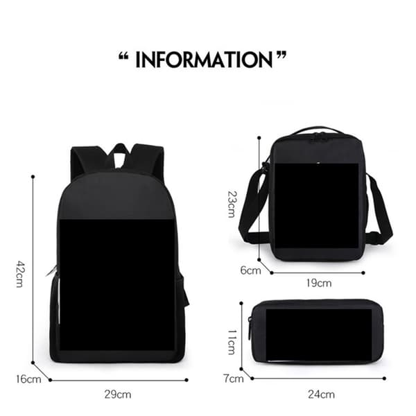 3 kpl/setti UNPEAKABLE Backpack Crossbody Bag Case lapsille Z X