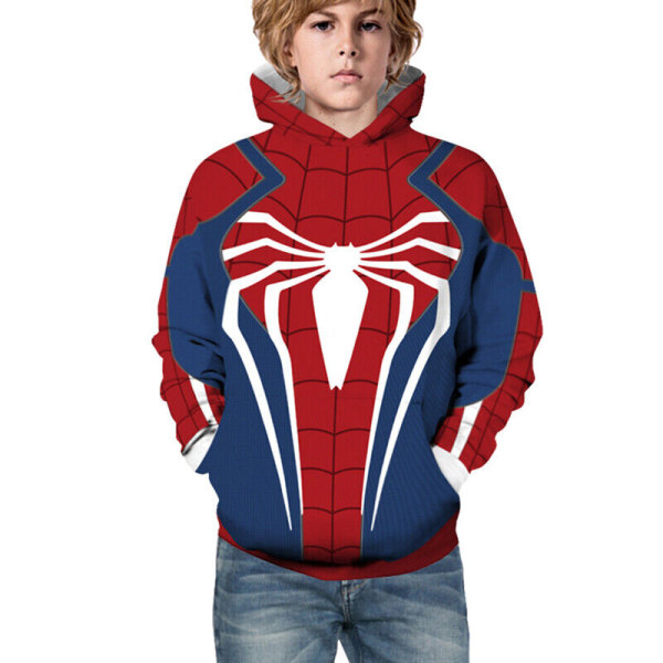 Barn Pojke Flicka Spiderman 3D Printed Långärmad Hoodies Tröja Z Red