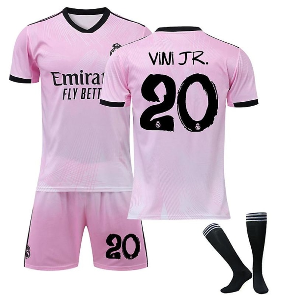 Ny sesong 2223 Real Madrid Hjemmefotballdrakt W vY VINI JR.20 Kids 24(130140CM)