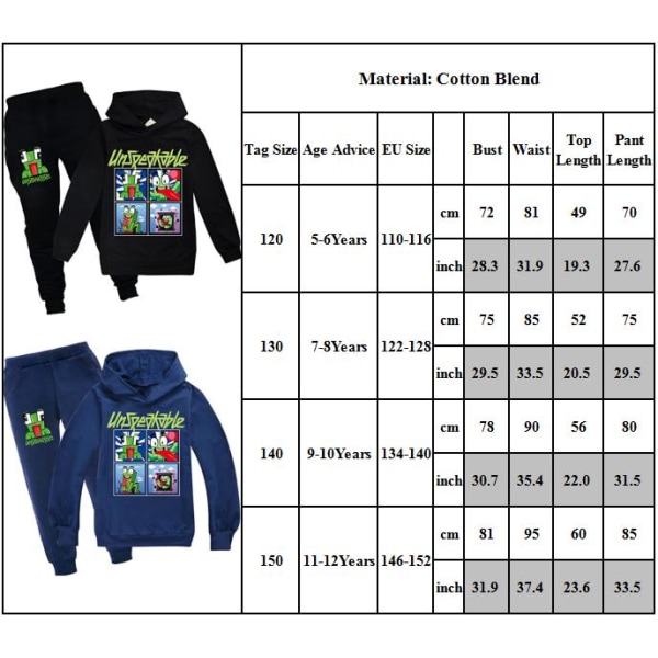 2 stk INSANE Kids hettegenser Sweatshirt Bukser Treningsdrakt antrekk Z black 140cm