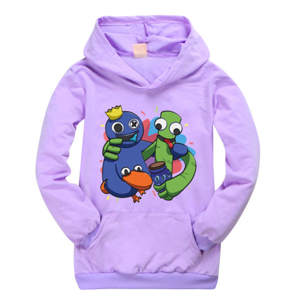 Pojkar Flickor Rainbow Friends Pocket Hoodie Toppar Kappa Xmas Gift H purple 150cm