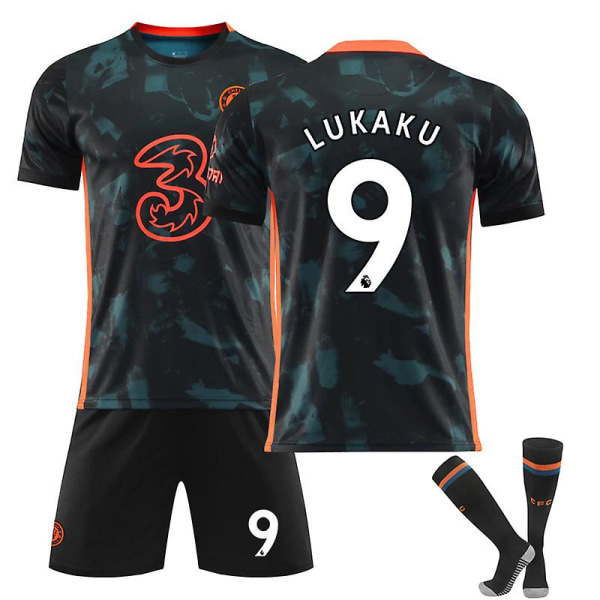 Chelsea 2 Away #9 Romelu Lukaku T-paita Uniform Soccer Jersey C M
