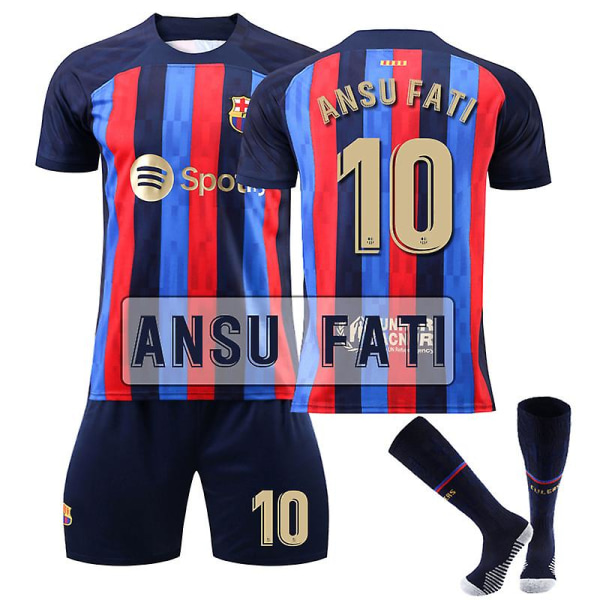 Barcelona Home Set T-paita #10 Ansu Fati Uniform Soccer Shirt C M