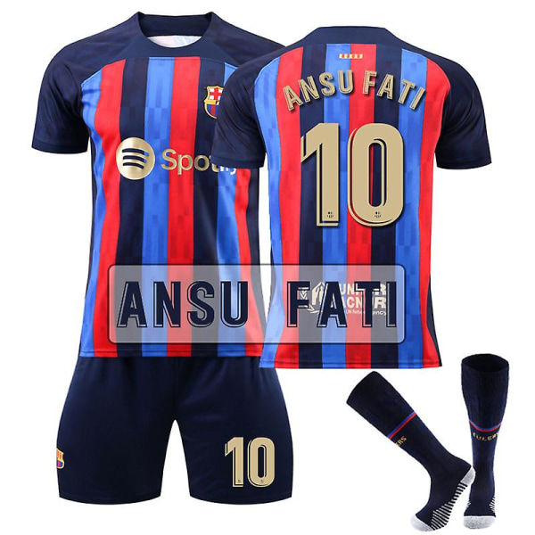 Barcelona Home Set T-paita #10 Ansu Fati Uniform Soccer Shirt vY 20
