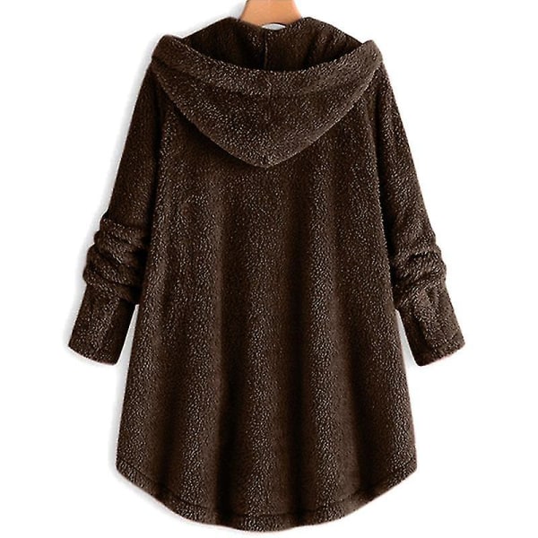 Bamsejakke med hætte til kvinder Solid W Coffee 3XL