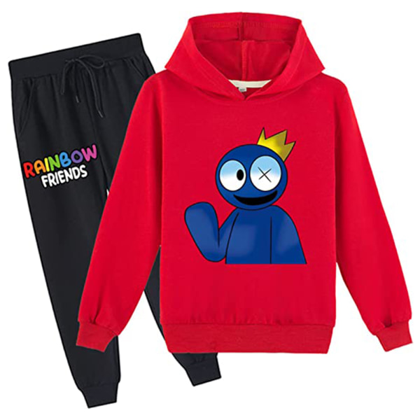 Barn Gutter Jenter Rainbow Friends Hettegenser Sweatshirt Buksesett V red 160cm