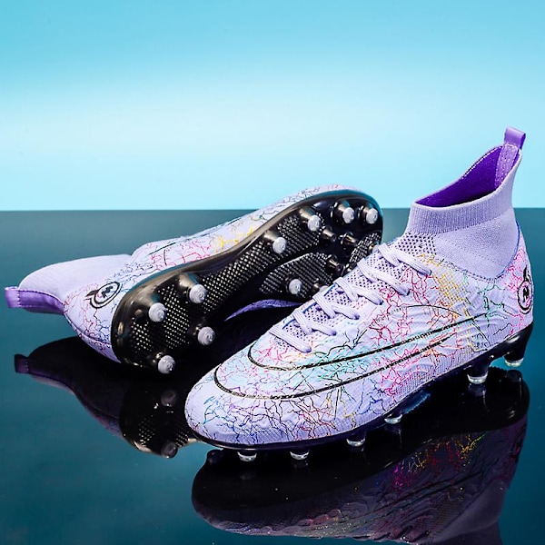 Fotbollsskor för män Halkfria fotbollsskor Klossar Gräs Fotbollssneakers Yj068A W Purple 34